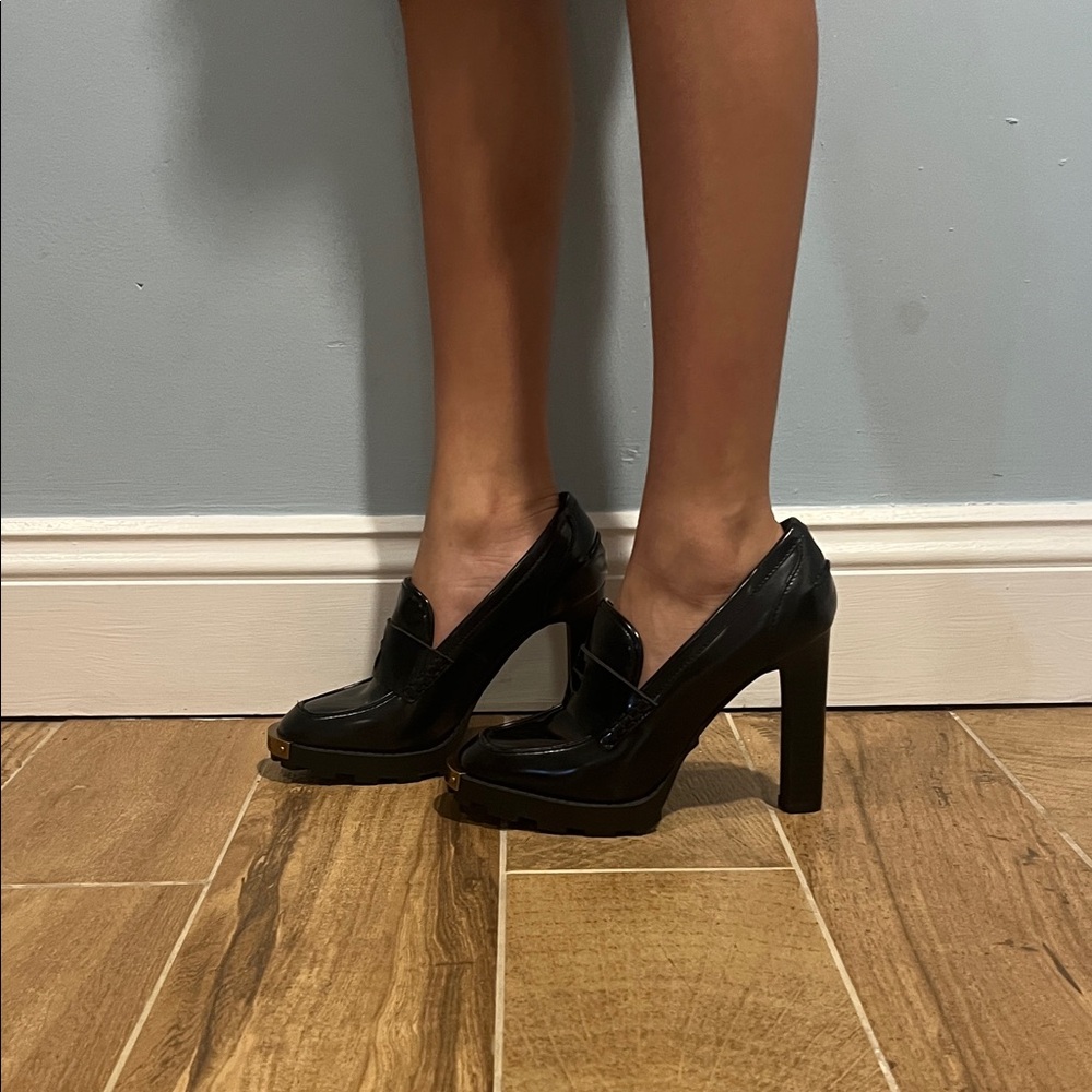 Elegant Black High Heel Loafers